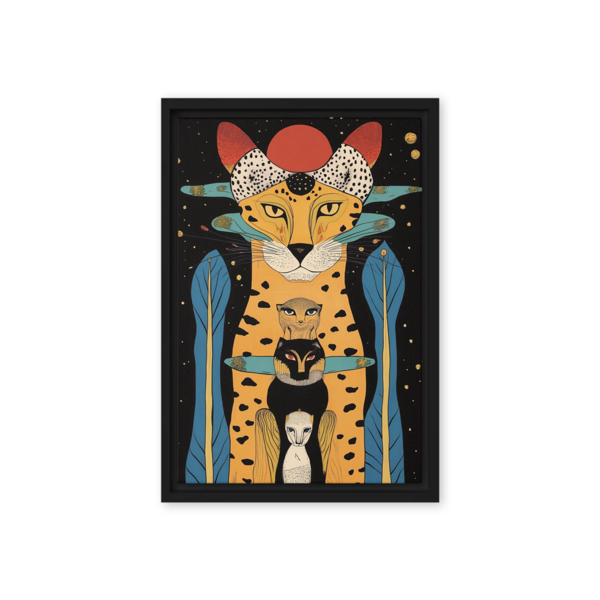 Surreal Leopard and Cats in Space