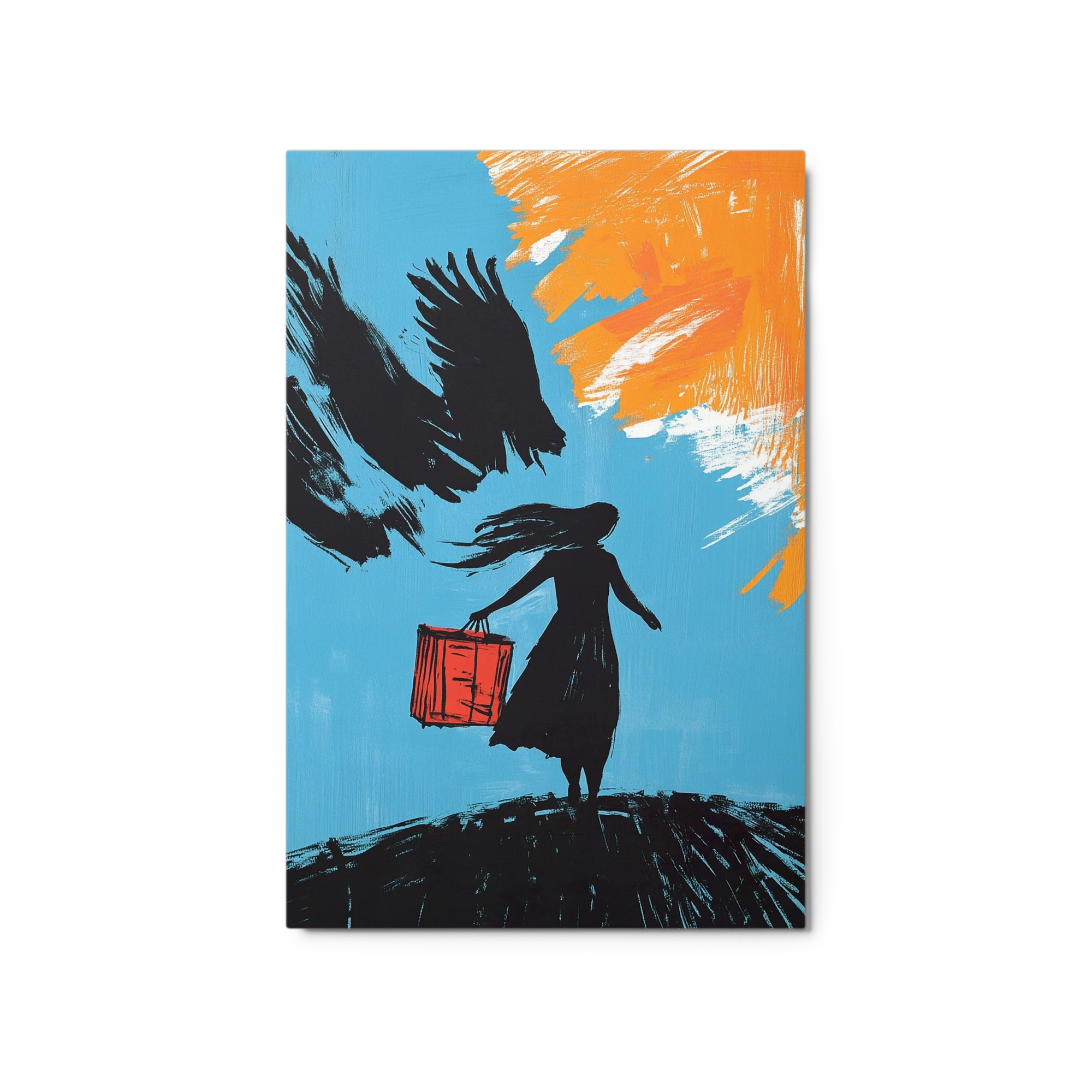 Silhouette of a Woman with Suitcase