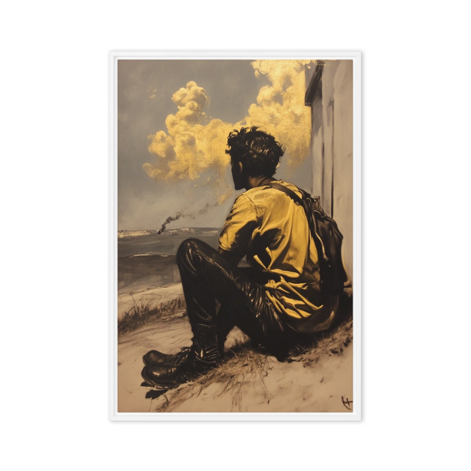Contemplative Figure in Landscape
