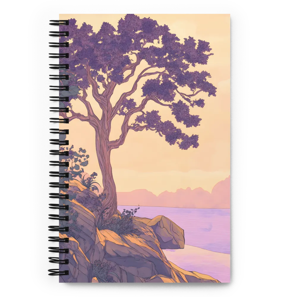 Twilight Tree on Rocky Shore 
 Spiral Notebook | 140 pages