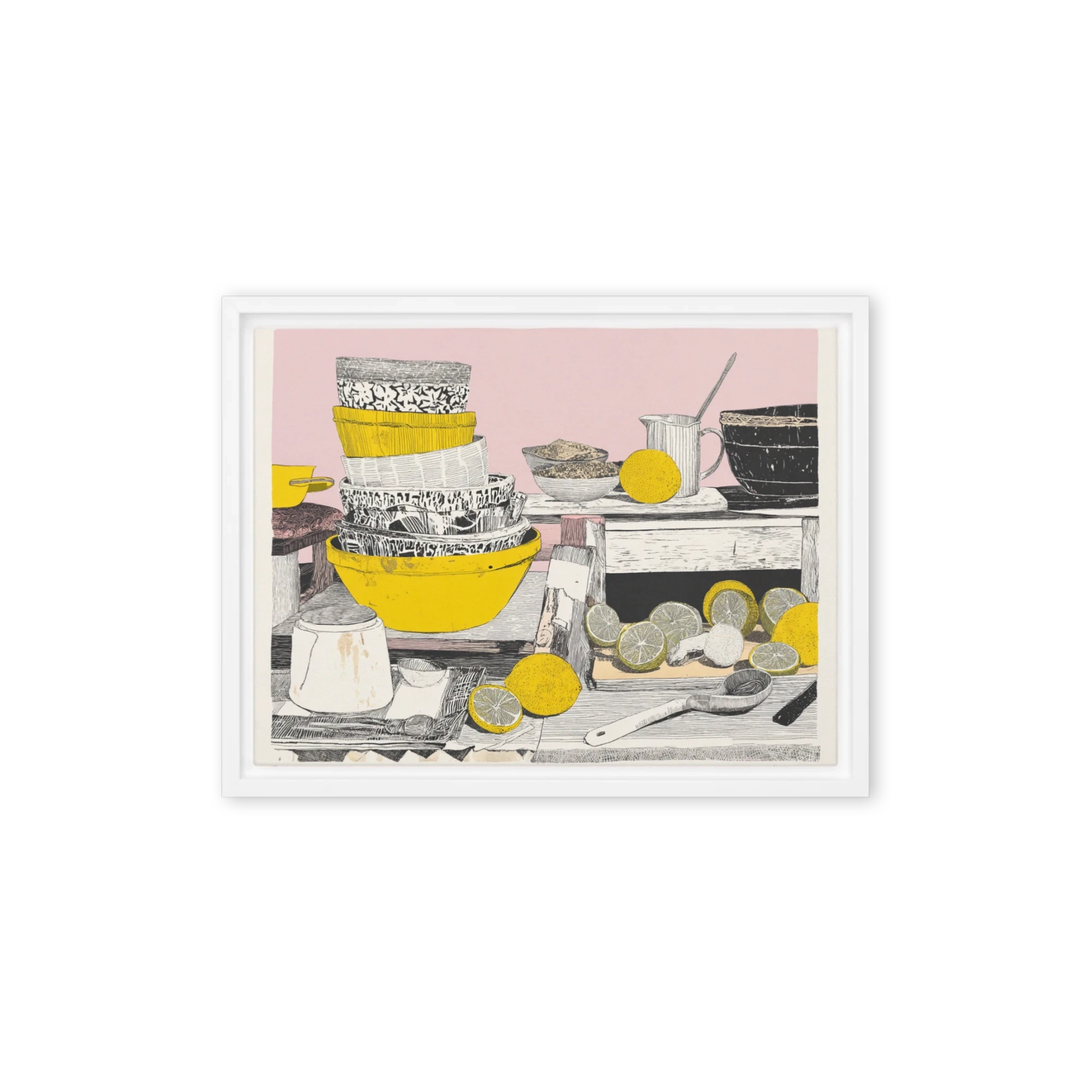 Lemons and Stacked Bowls | Art Print