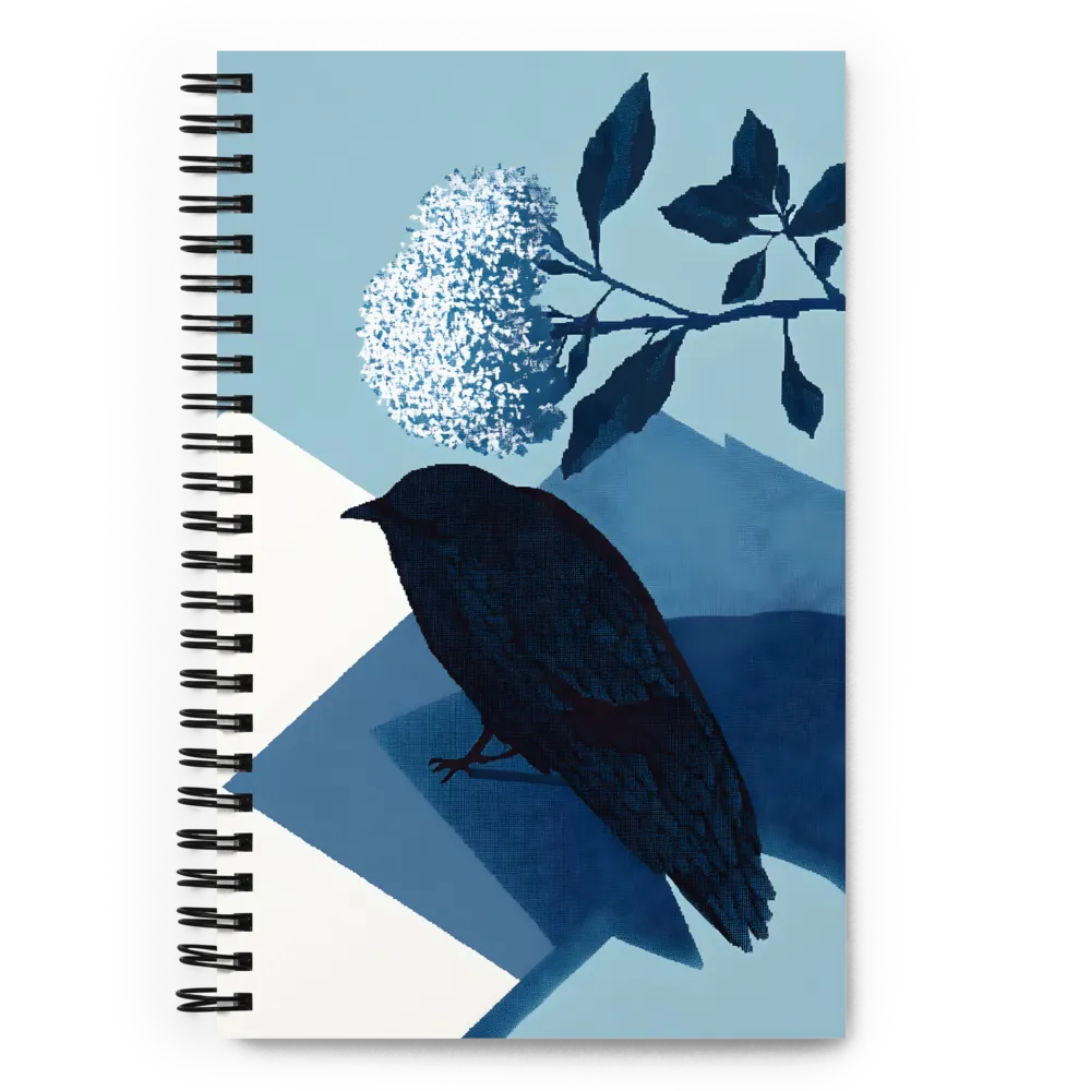Geometric Blue Bird with Blossoms 
 Spiral Notebook | 140 pages