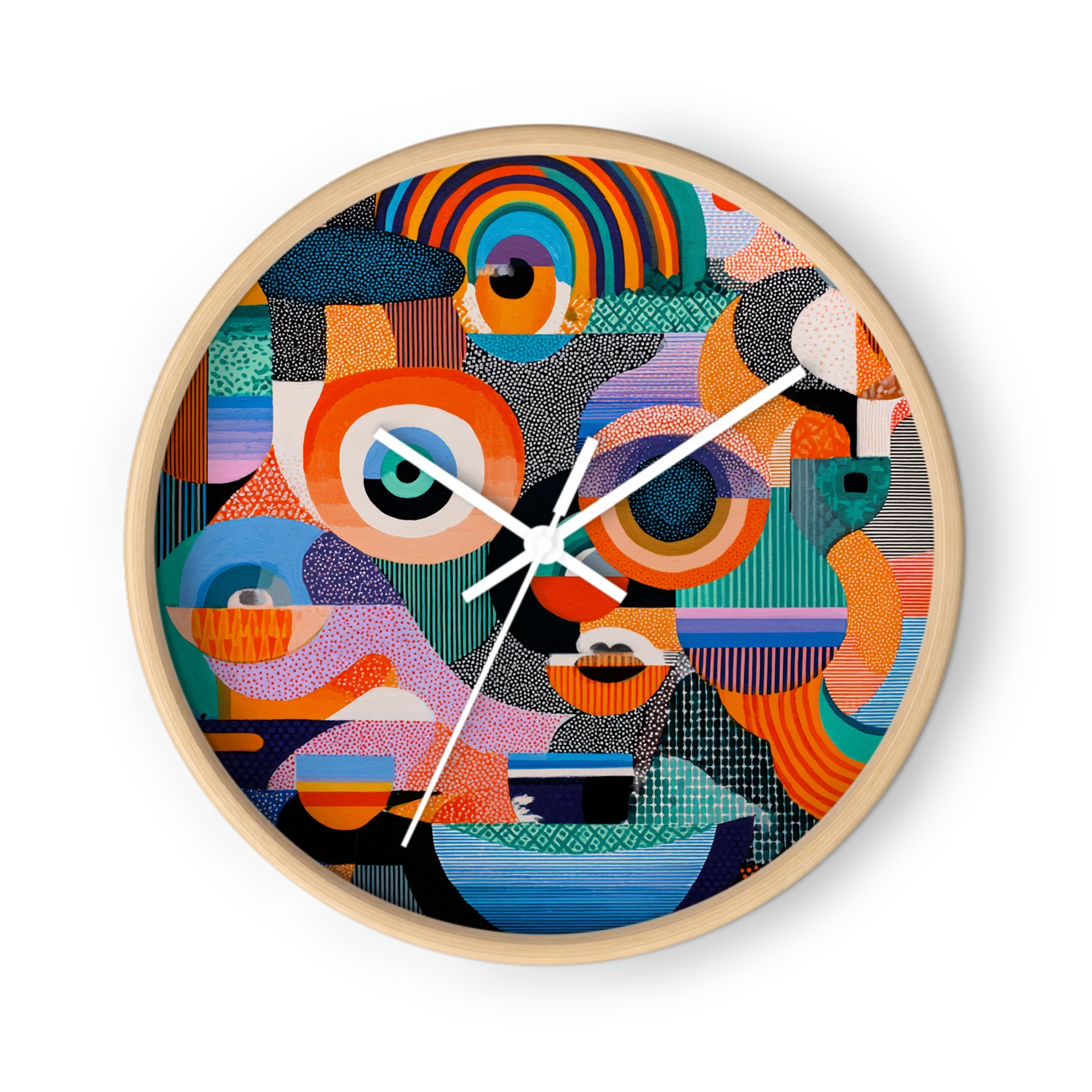 Folk Motifs Tuned To Op Art — Arches, Rainbows, One Mask