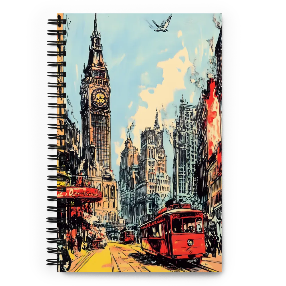 London Cityscape with Tram 
 Spiral Notebook | 140 pages