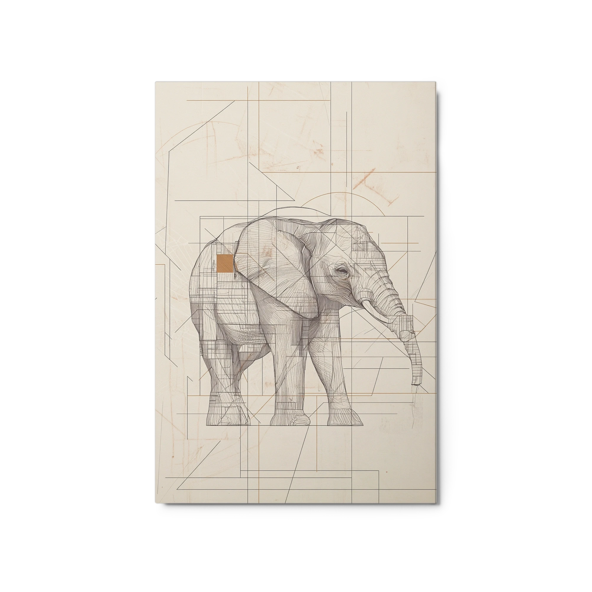 Geometric Line Drawing of an Elephant