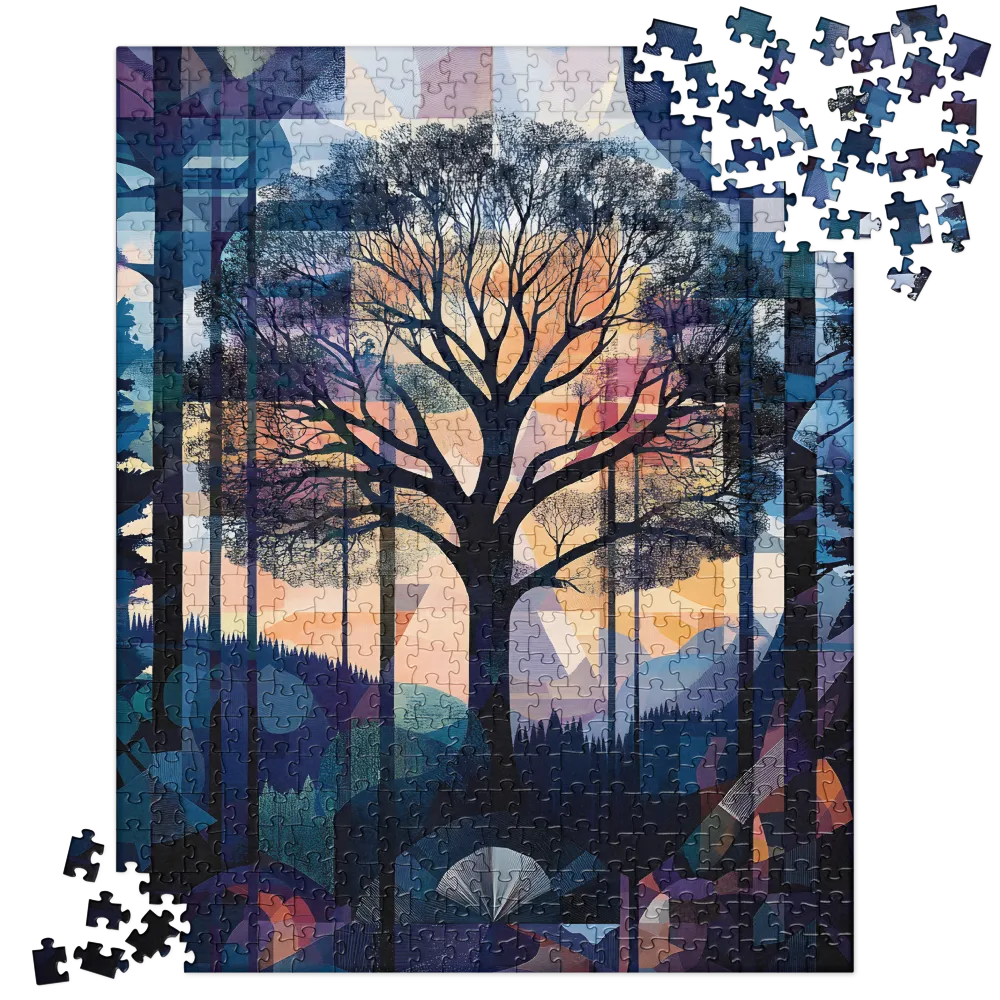 Stained Glass Forest 
 Jigsaw Puzzle in Tin Box