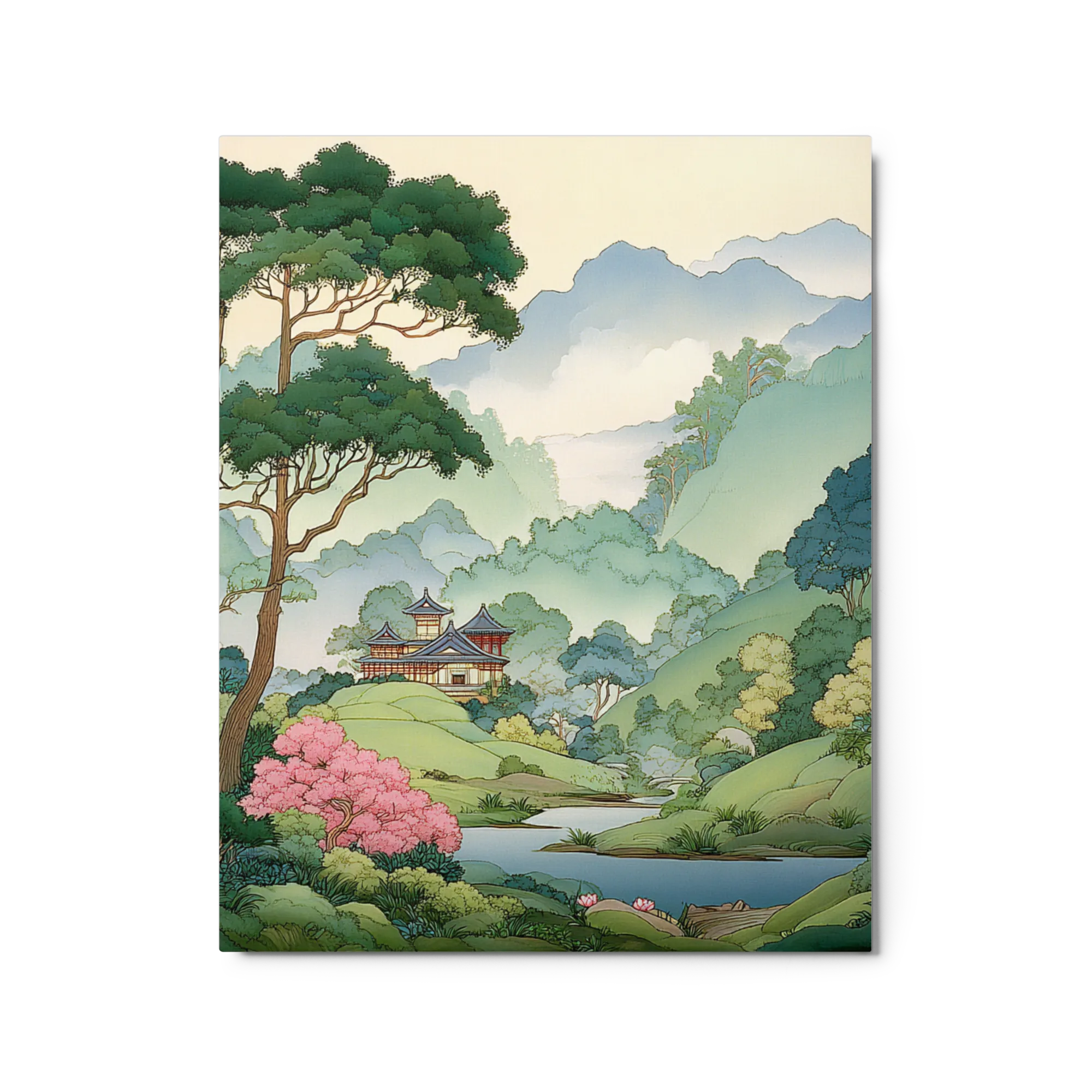 Serene Pagoda Valley 
 Canvas | 6″x 6″