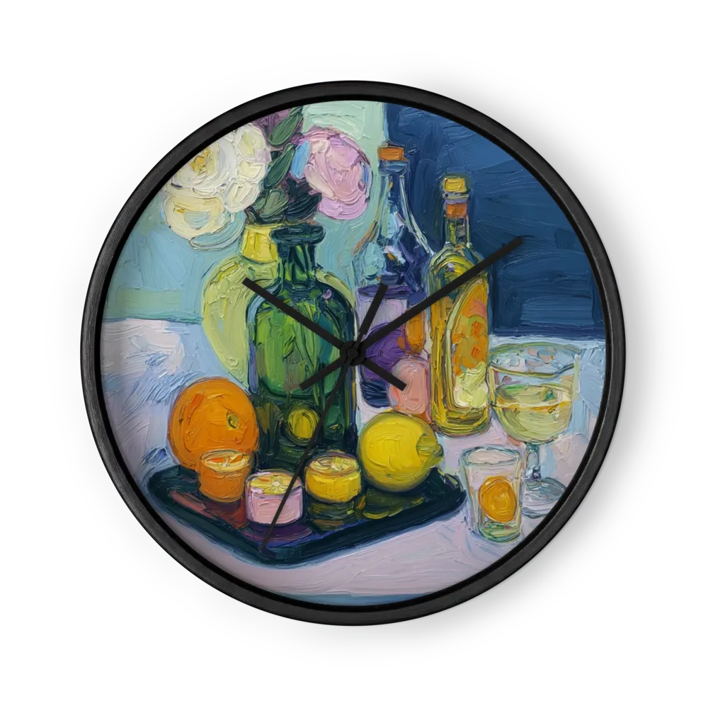 Still Life with Bottles and Flowers | Wall Clock