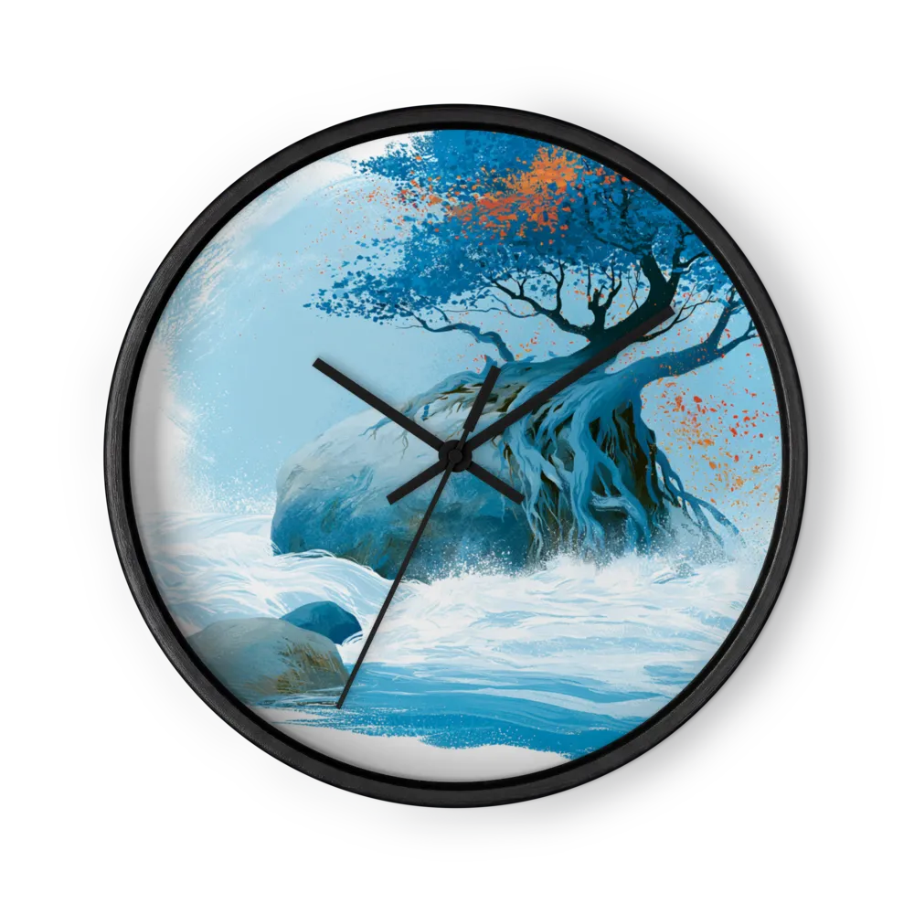 Tree on River Rock | Wall Clock