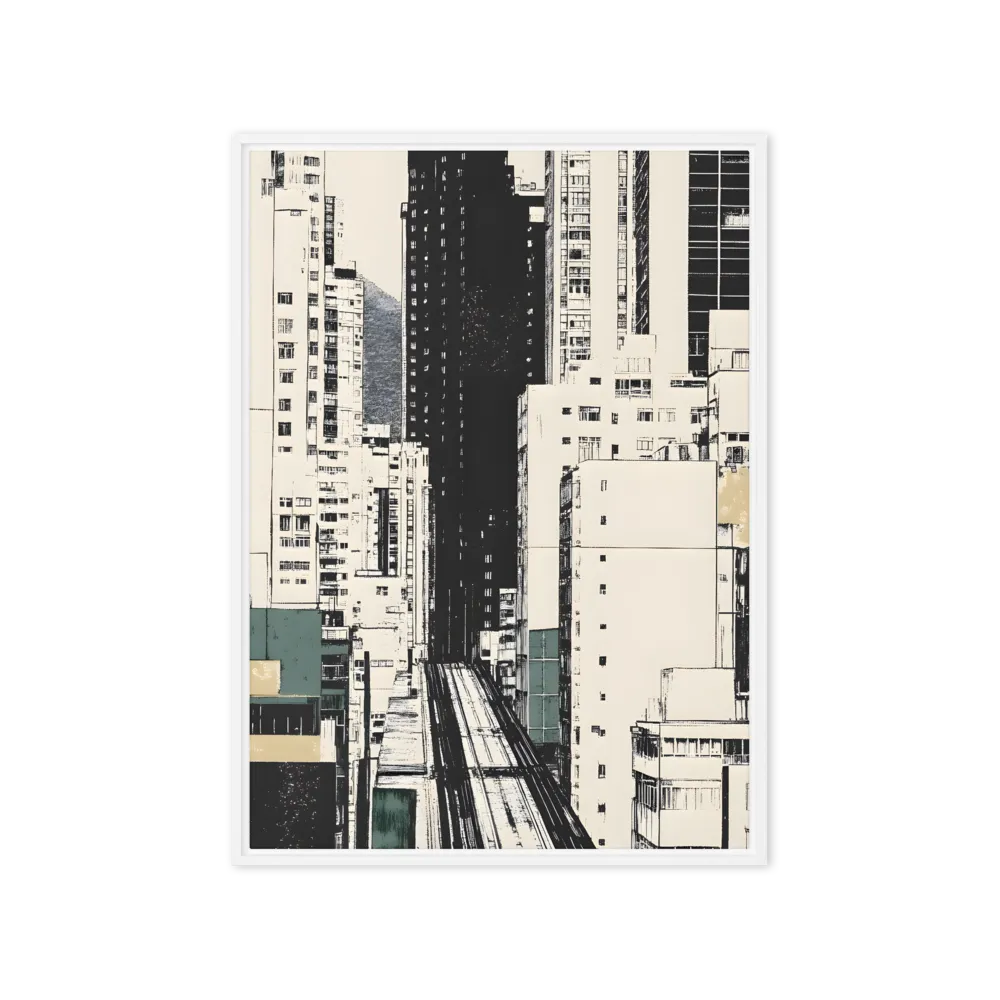 Urban Graphic Vista 
 Canvas with Brown Frame