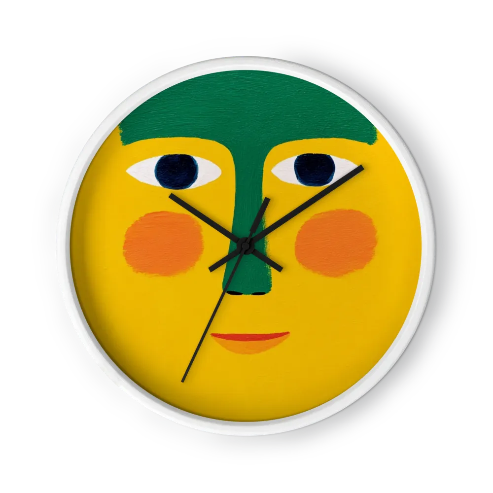 Three Faces In Cadmium Yellow — Flat Colour, Round Cheeks