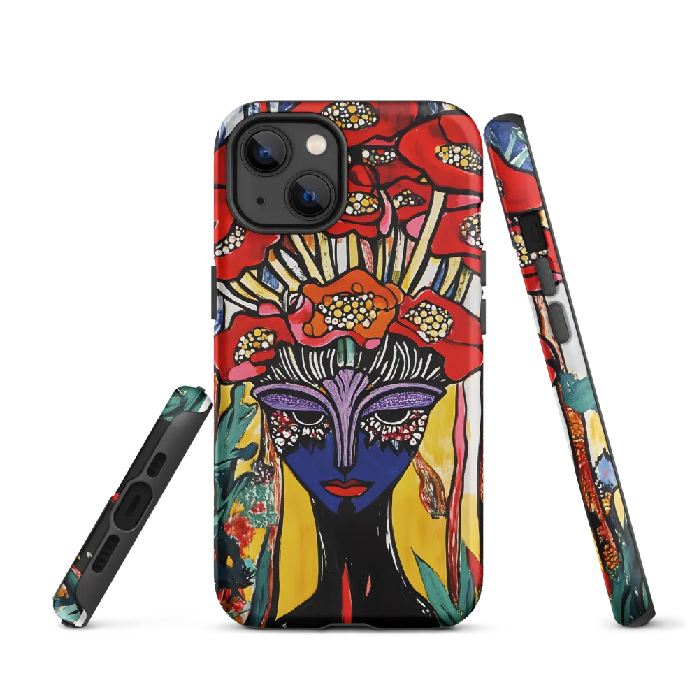 Stylized Portrait of Woman with Flowers | Phone Case