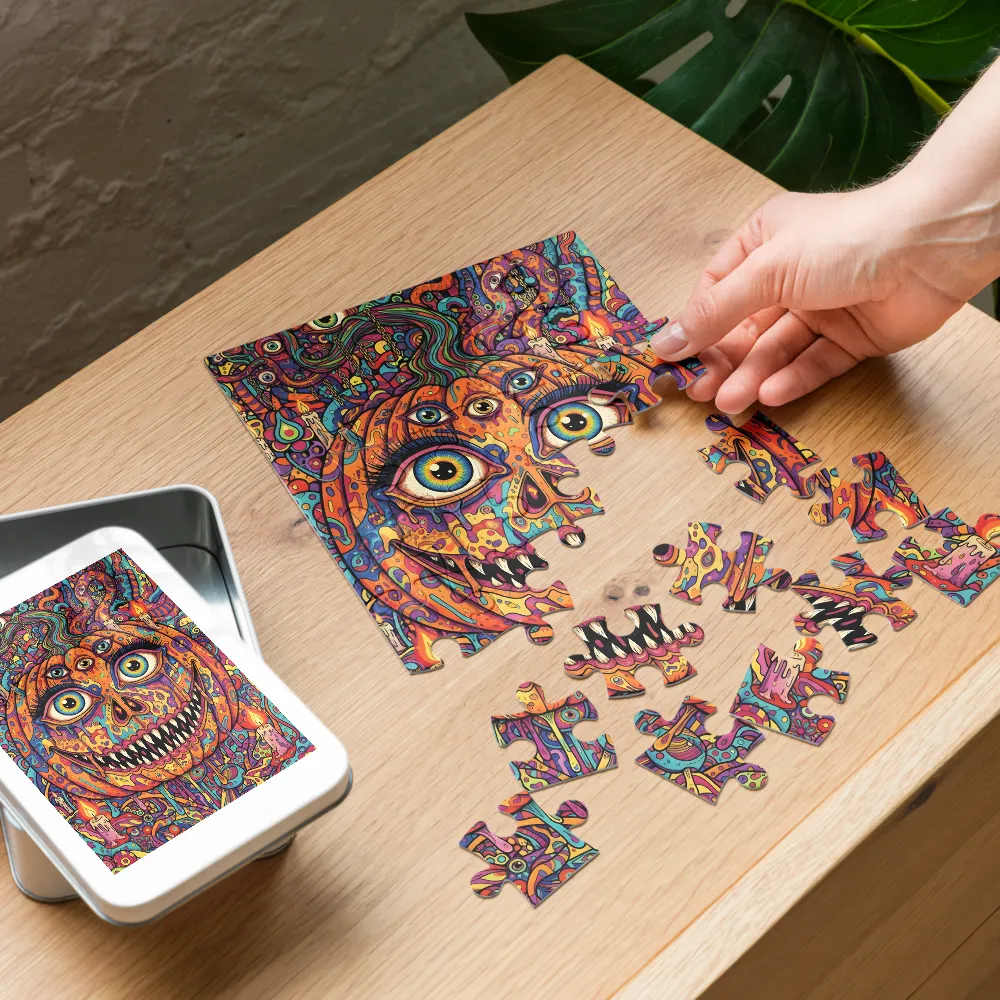 Psychedelic Jack-o'-Lantern 
 Jigsaw Puzzle in Tin Box