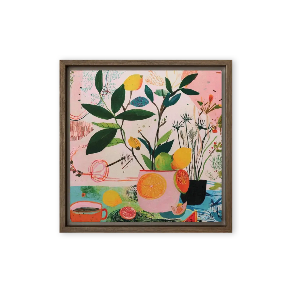 Citrus and Watermelon Still Life 
 Canvas | 8″x 8″