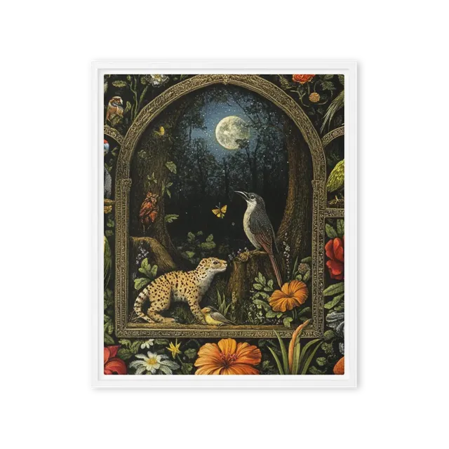 The Midnight Sanctuary 
 Poster with Black Frame | 18″x 18″