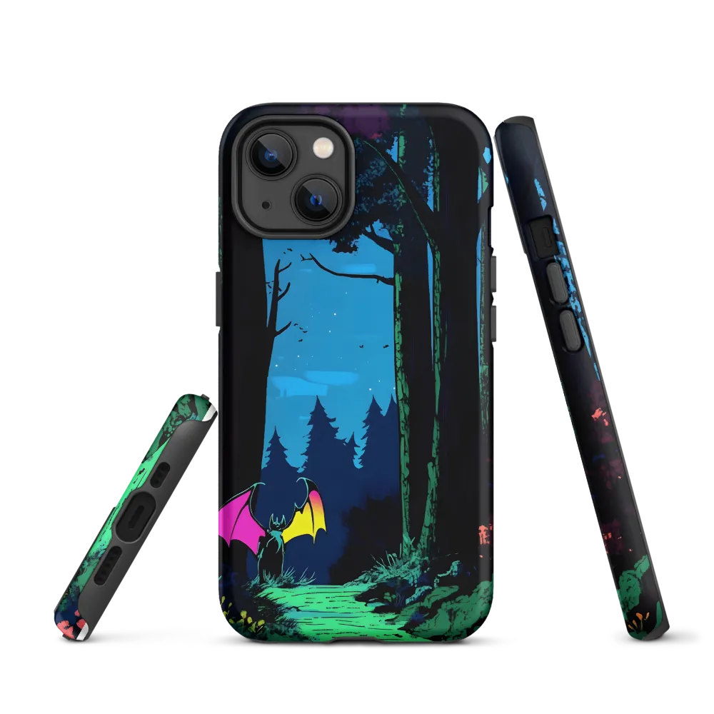Colorful Bat in Dark Forest | Phone Case