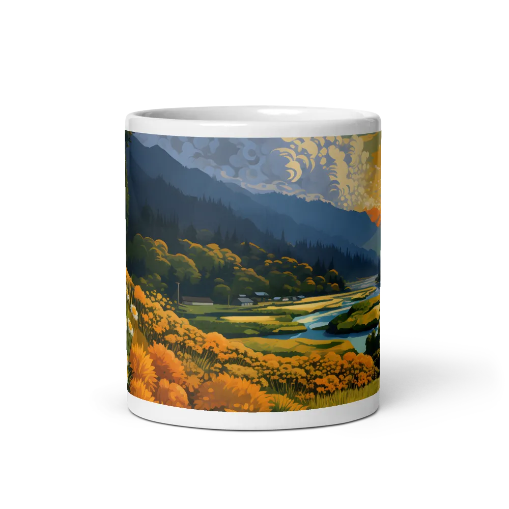 Serene Landscape with River and Mountains