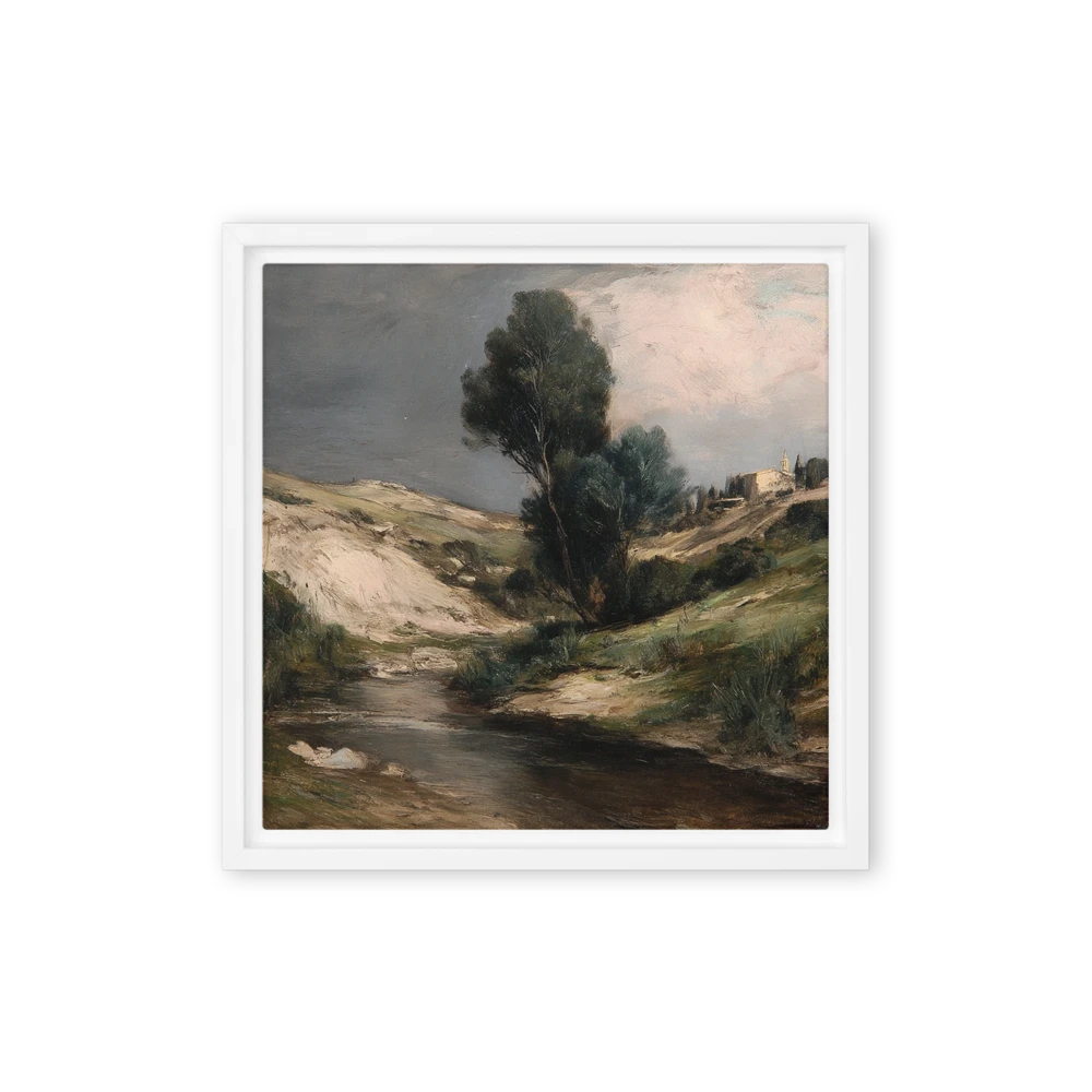Country Stream under Stormy Sky | Art Print
