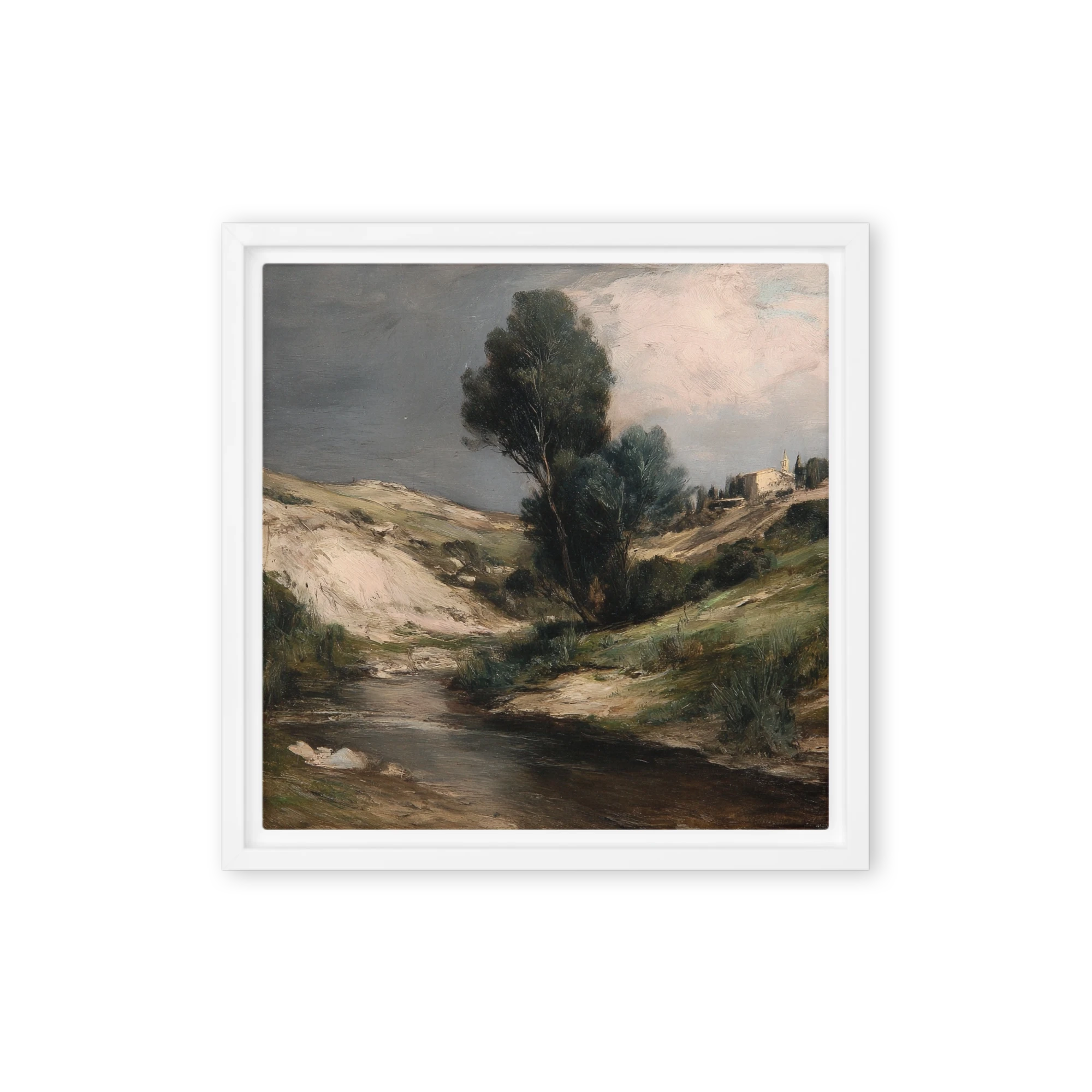 Country Stream under Stormy Sky
