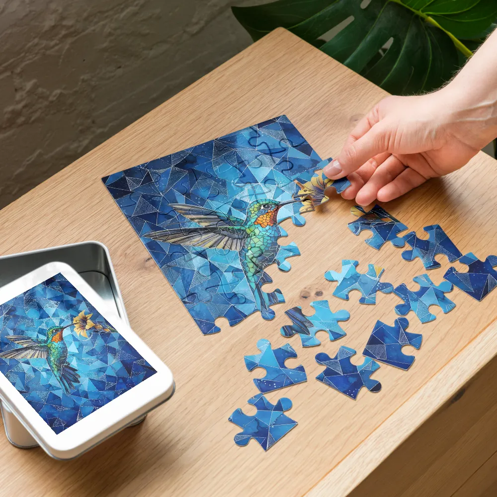 Hummingbird Mosaic 
 Jigsaw Puzzle in Tin Box