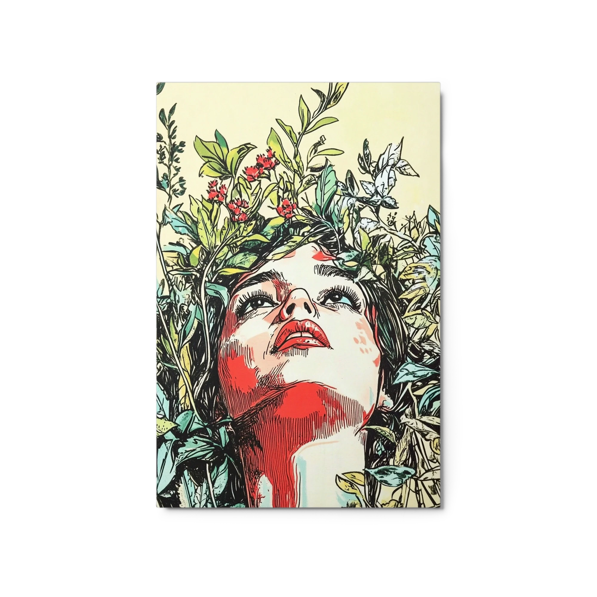 Pop Art Woman Among Foliage