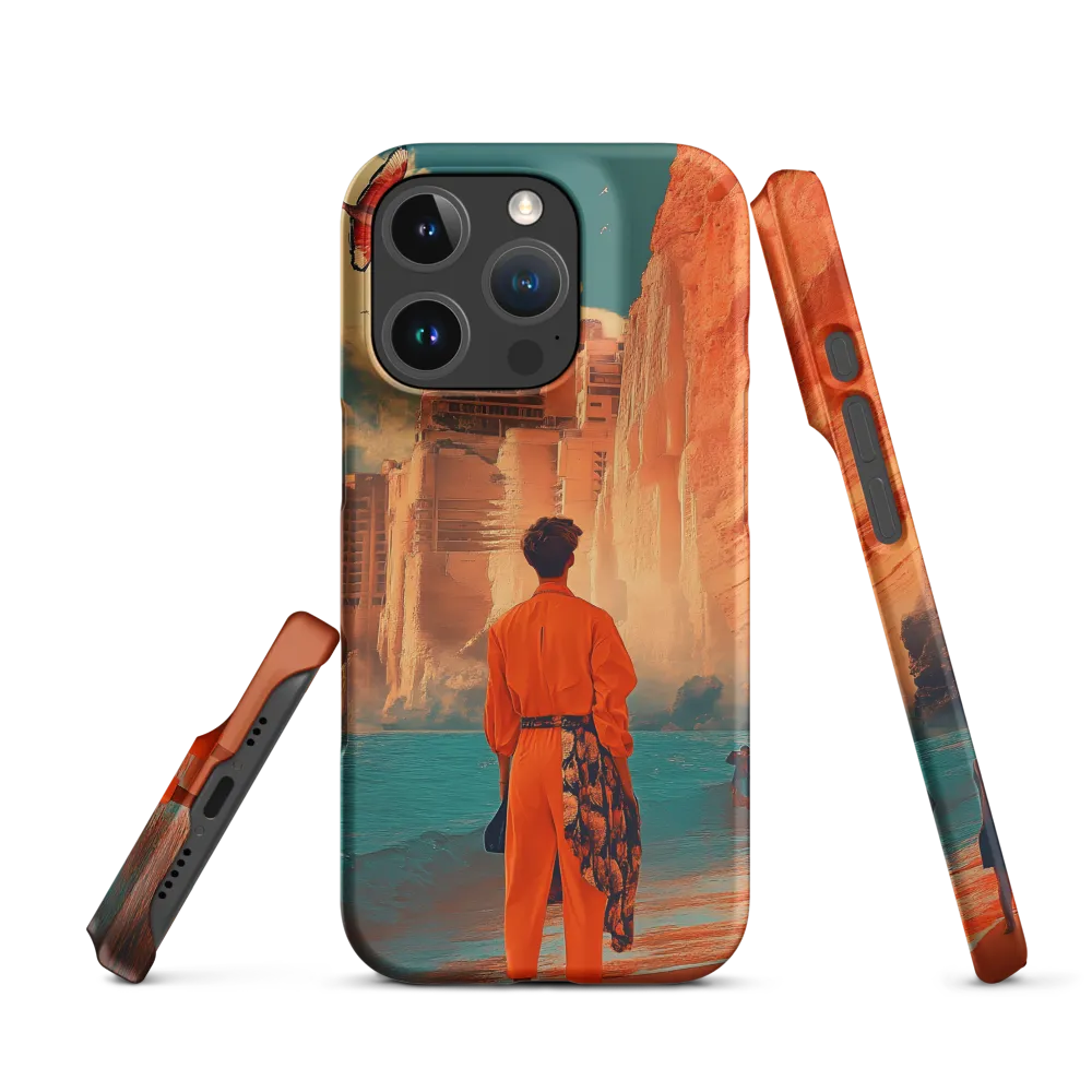 Surreal Coastal Landscape with Person and Bird | Phone Case