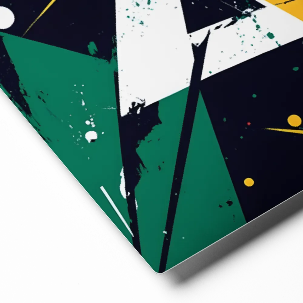Dynamic Geometric Abstraction with Splatter 
 Poster with Red oak Frame | 10″x 10″