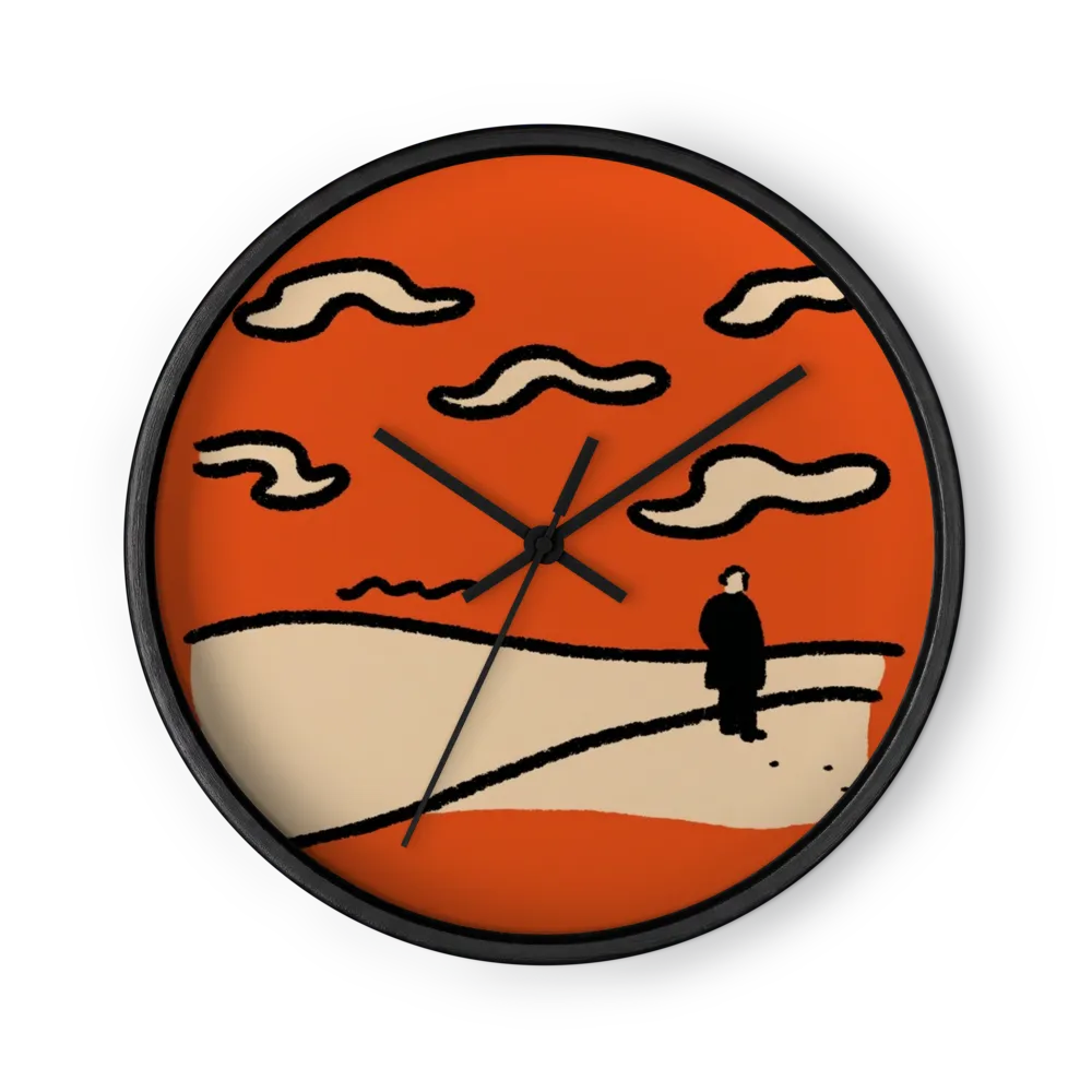 Solitary Figure in Orange | Wall Clock