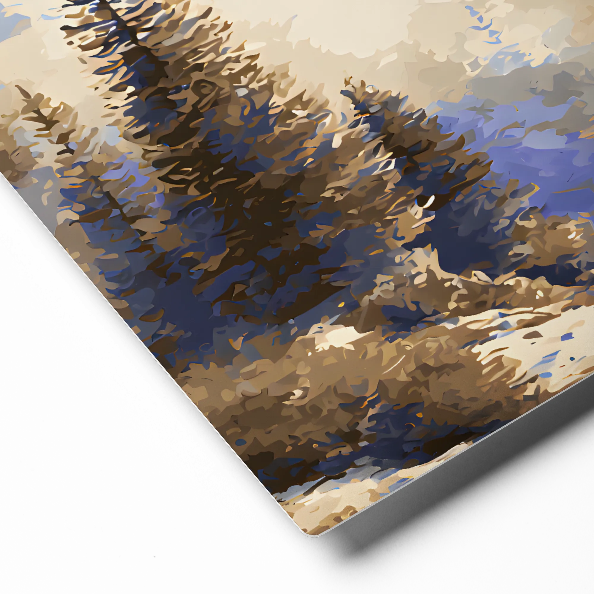 Winter Ascent: A Textured Landscape 
 Canvas with White Frame