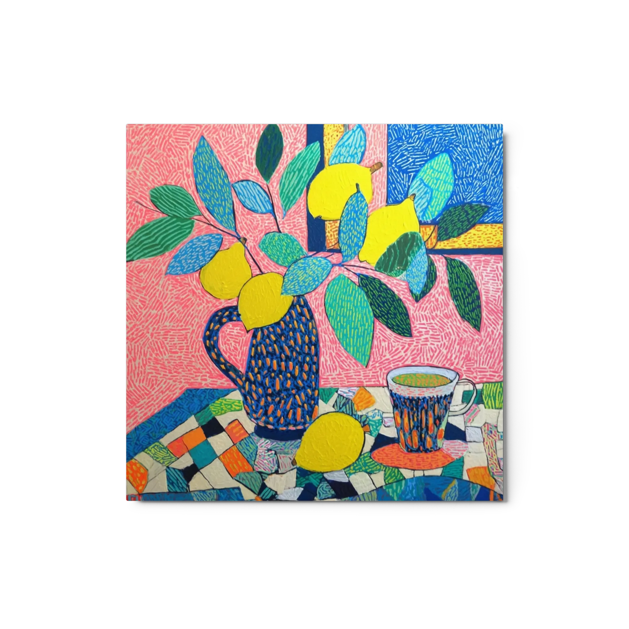 Lemons in a Patterned Pitcher