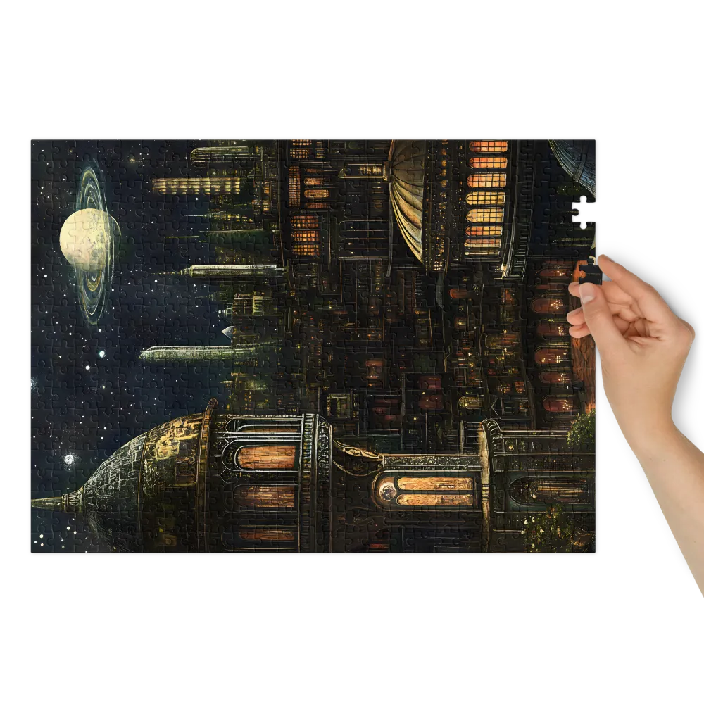 Paisagem Urbana Gótica Celestial 
 Puzzle em caixa de metal