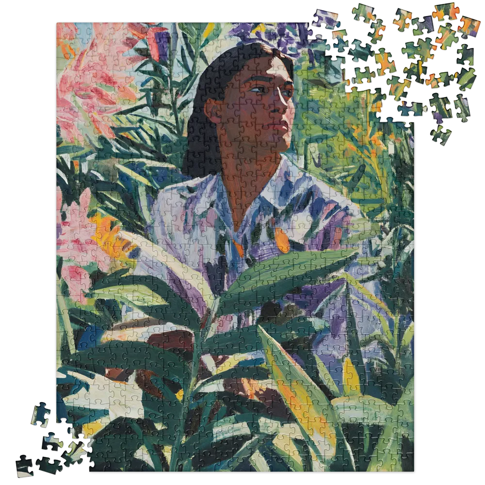 Serene Garden Portrait 
 Jigsaw Puzzle in Tin Box