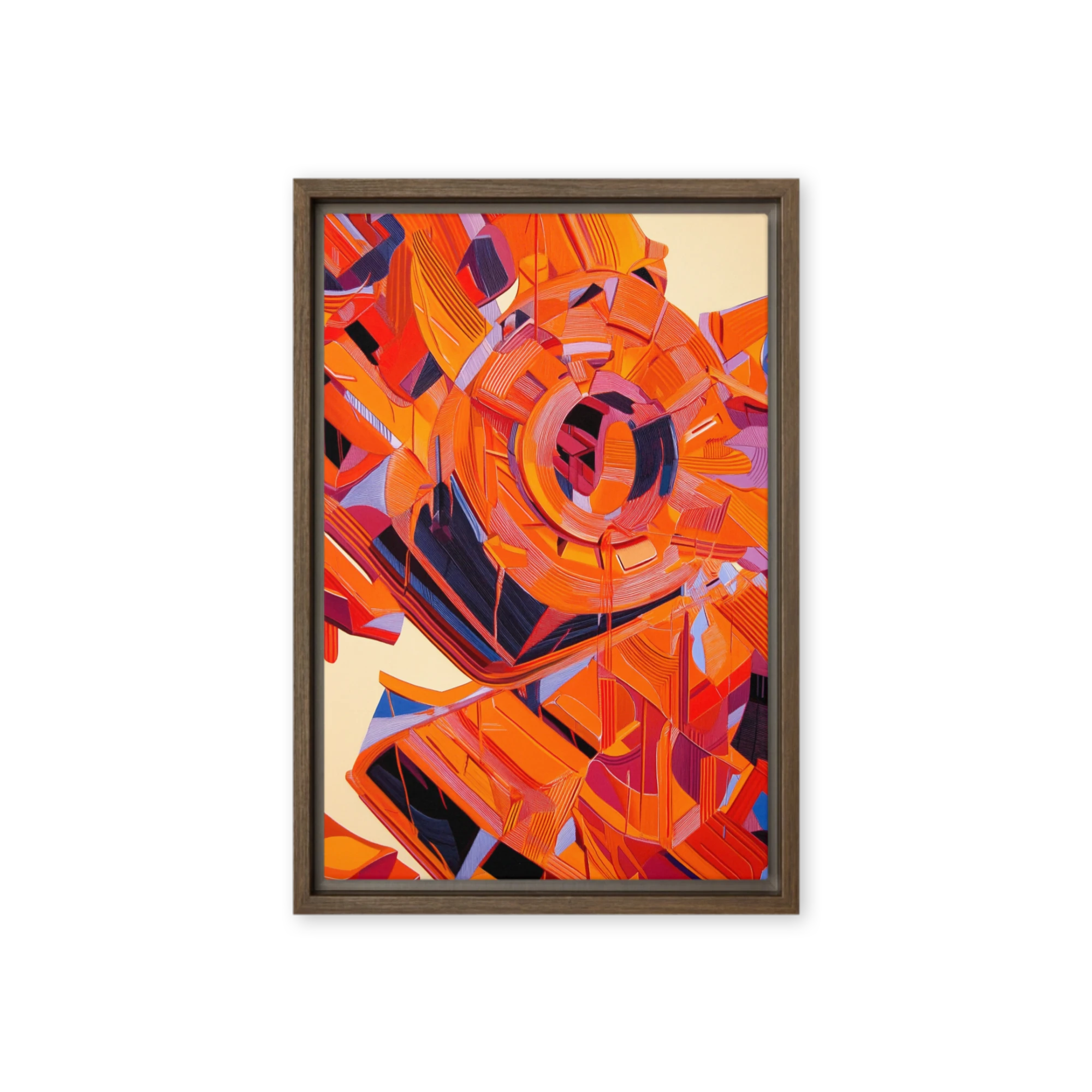 Abstract Geometric Composition in Orange and Purple