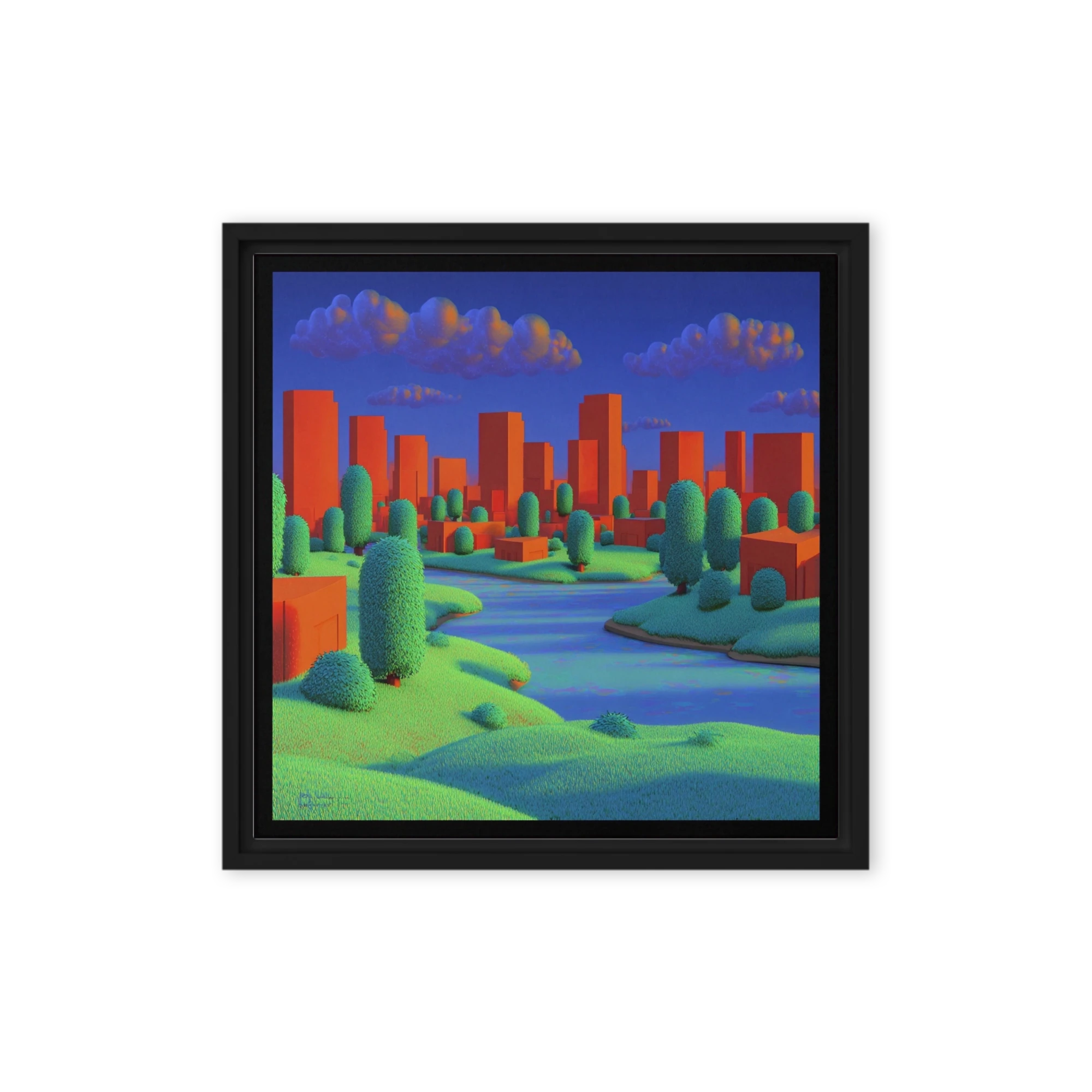 Orange Horizon and Green Riverbank