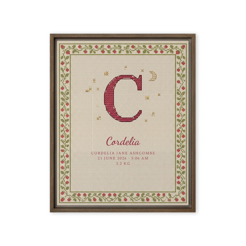 Nursery Name Art — Cross-Stitch Initial