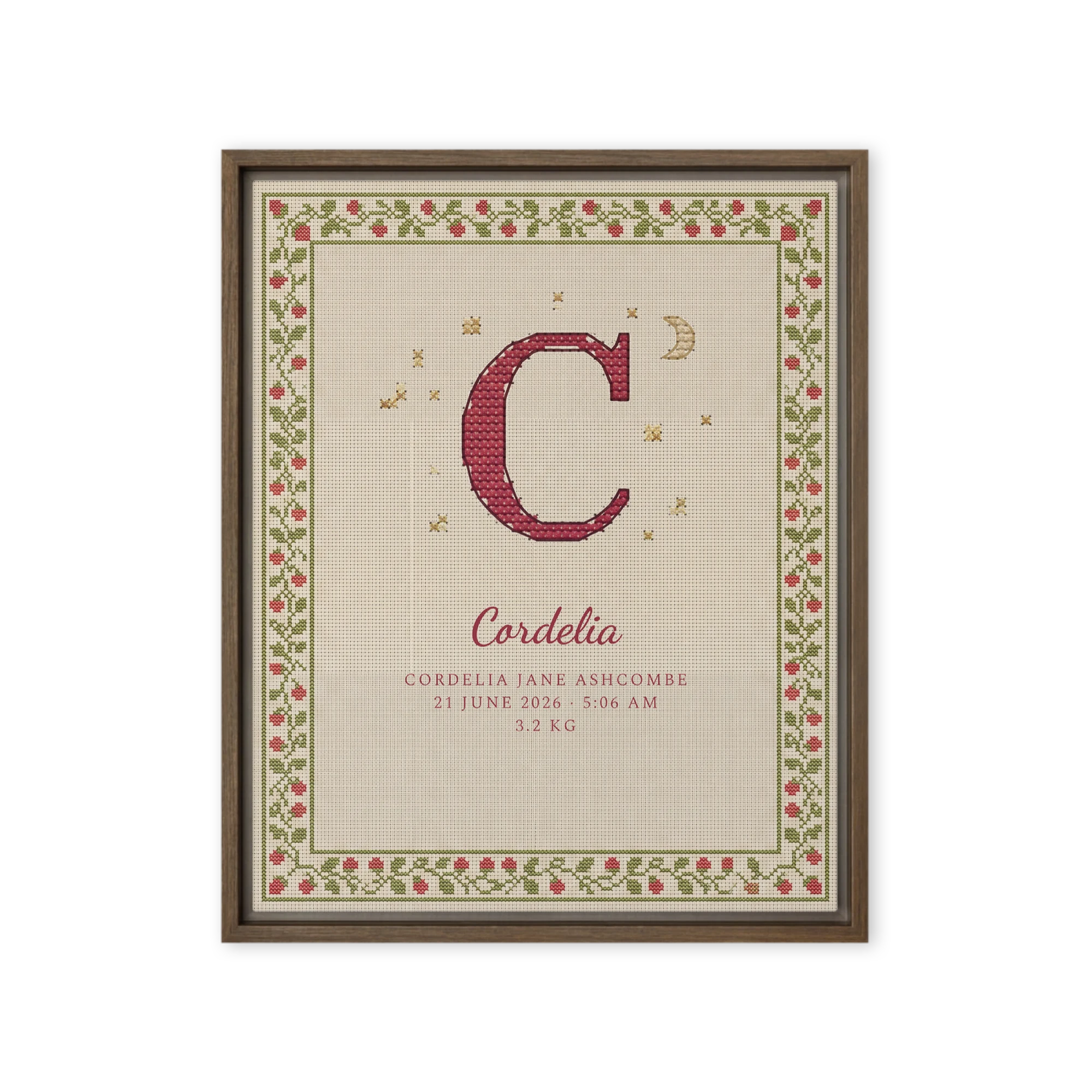 Nursery Name Art — Cross-Stitch Initial