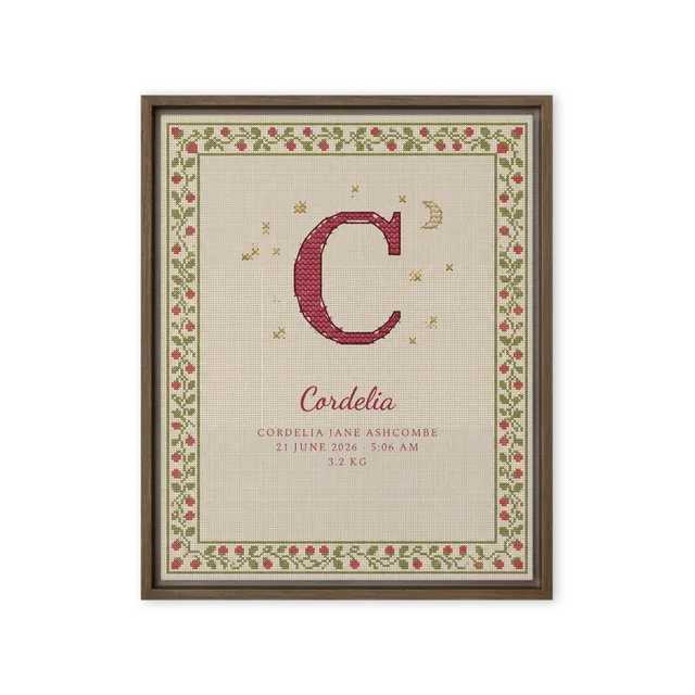 Nursery Name Art — Cross-Stitch Initial