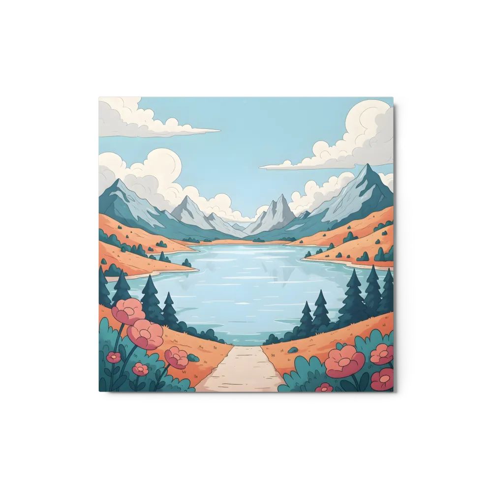 Serene Mountain Lake Path 
 Canvas | 8″x 8″