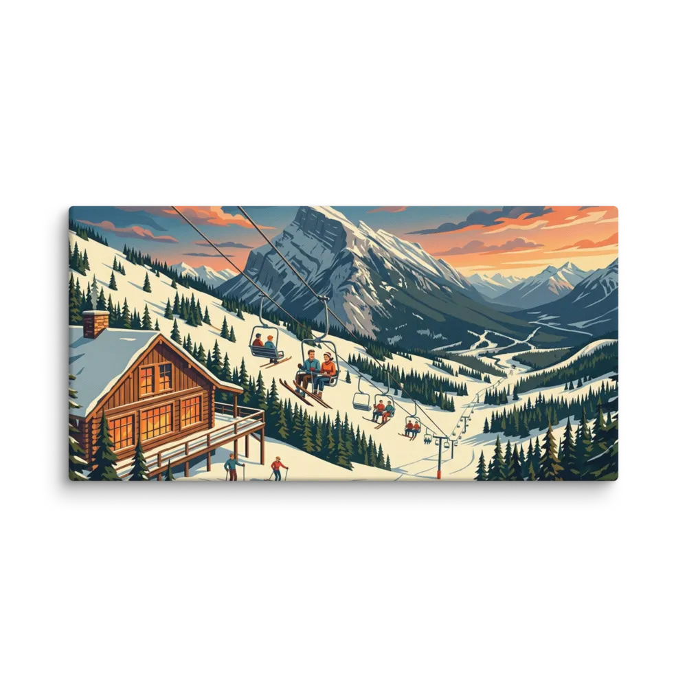 Alpine Glow Ski Resort 
 Canvas | 12″x 24″