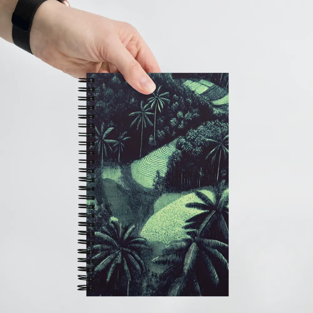 Engraved Tropical Landscape 
 Spiral Notebook | 140 pages