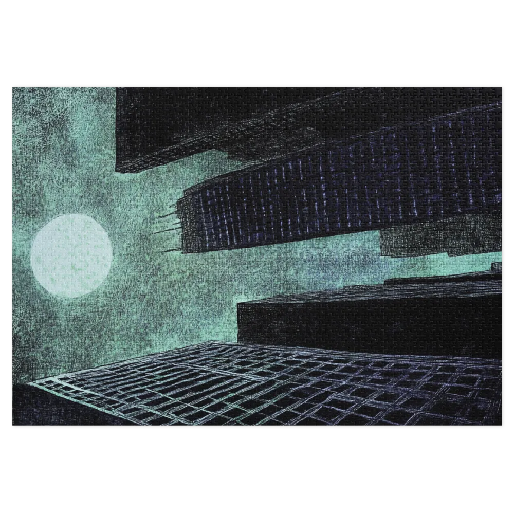 Moody Cityscape with Moon | Jigsaw Puzzle (252/520 pieces)