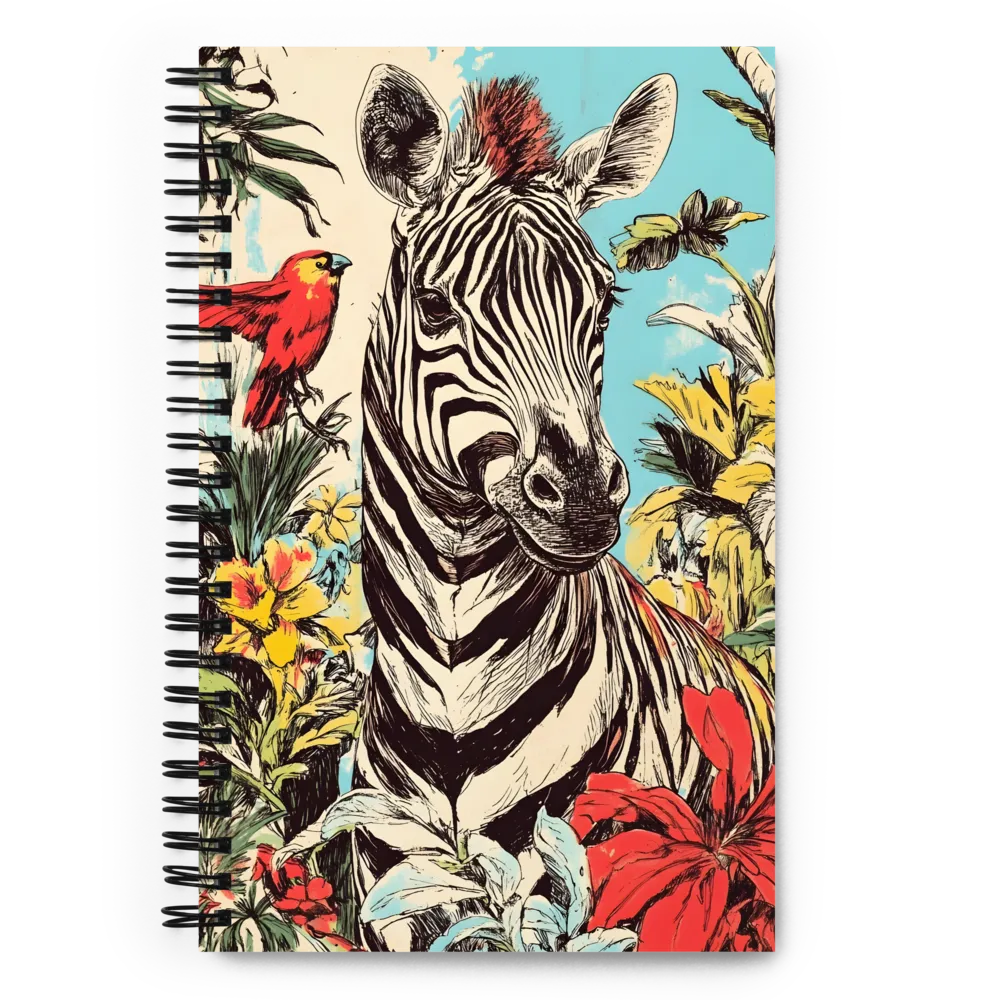 Tropical Zebra & Bird Illustration 
 Spiral Notebook | 140 pages