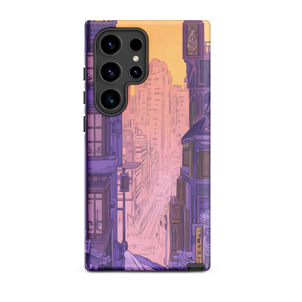 Cityscape Illustration with Purple and Orange Hues | Phone Case