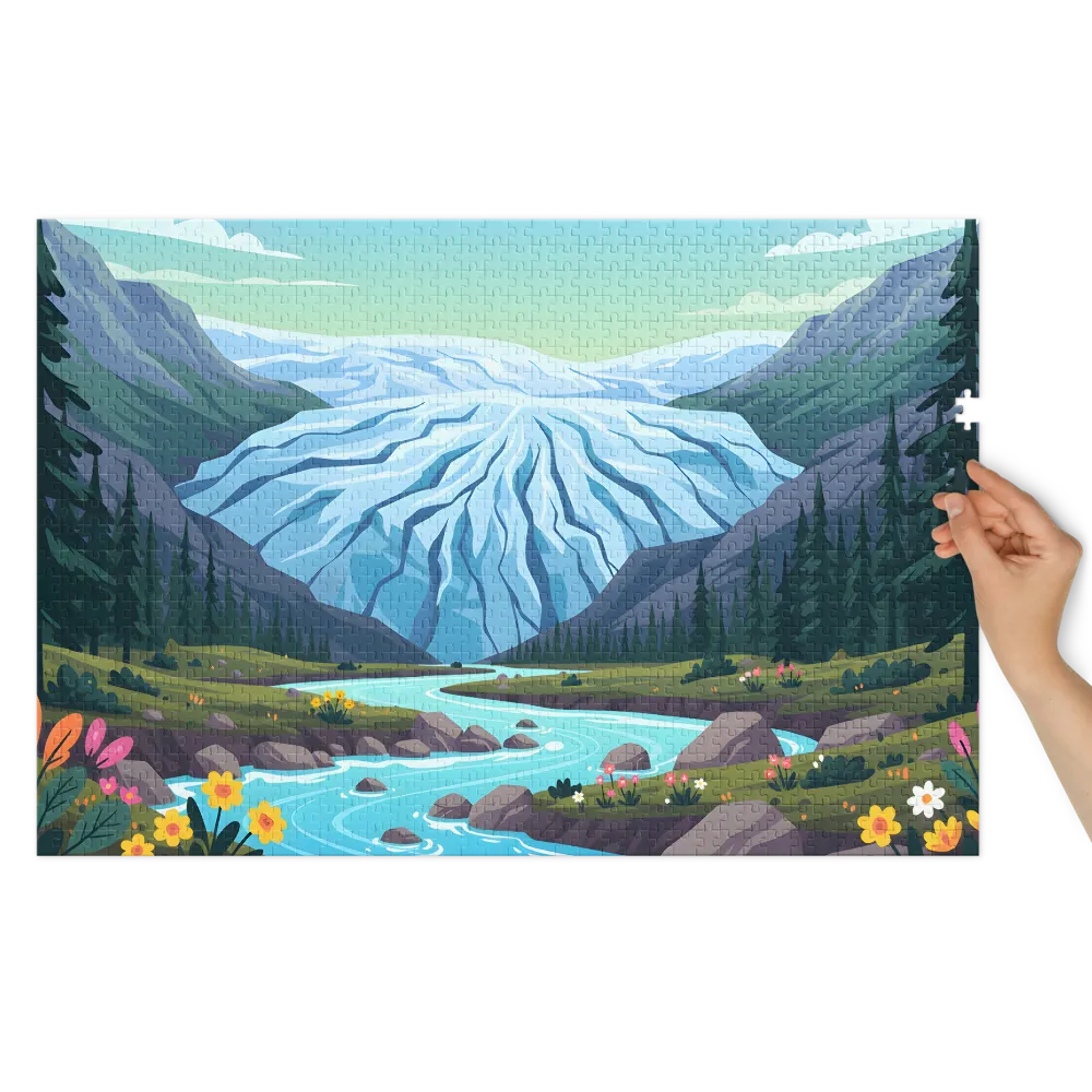 The Flowing Glacier 
 Jigsaw Puzzle in Tin Box