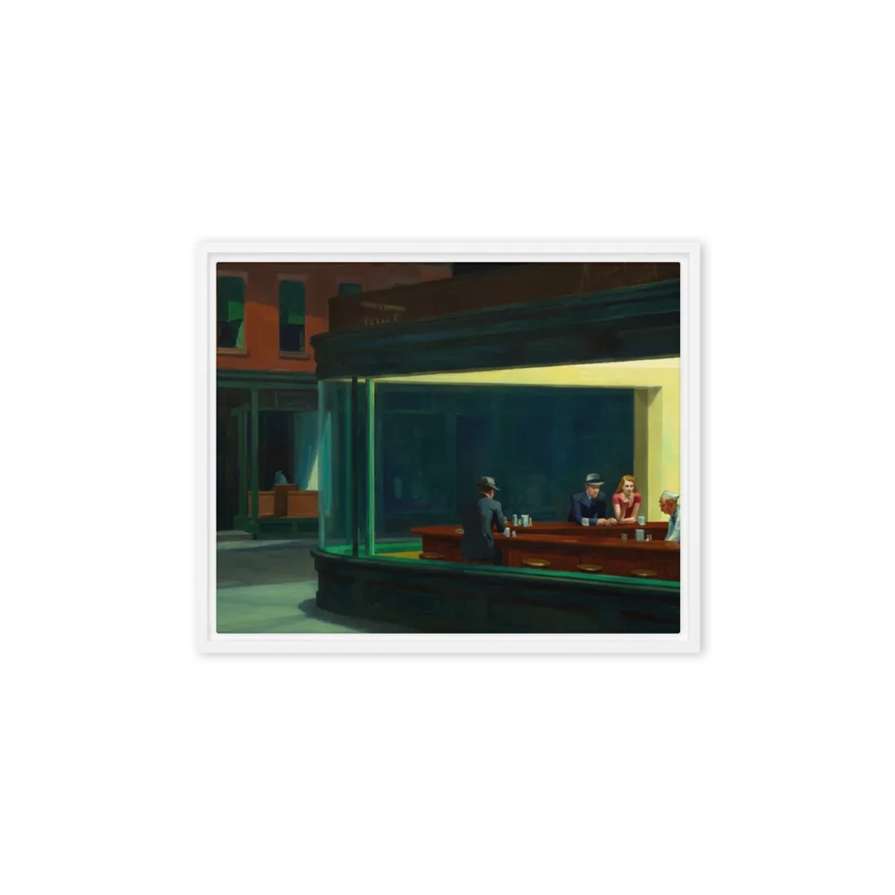 Nighthawks Diner 
 Poster with Red oak Frame | 12″x 16″