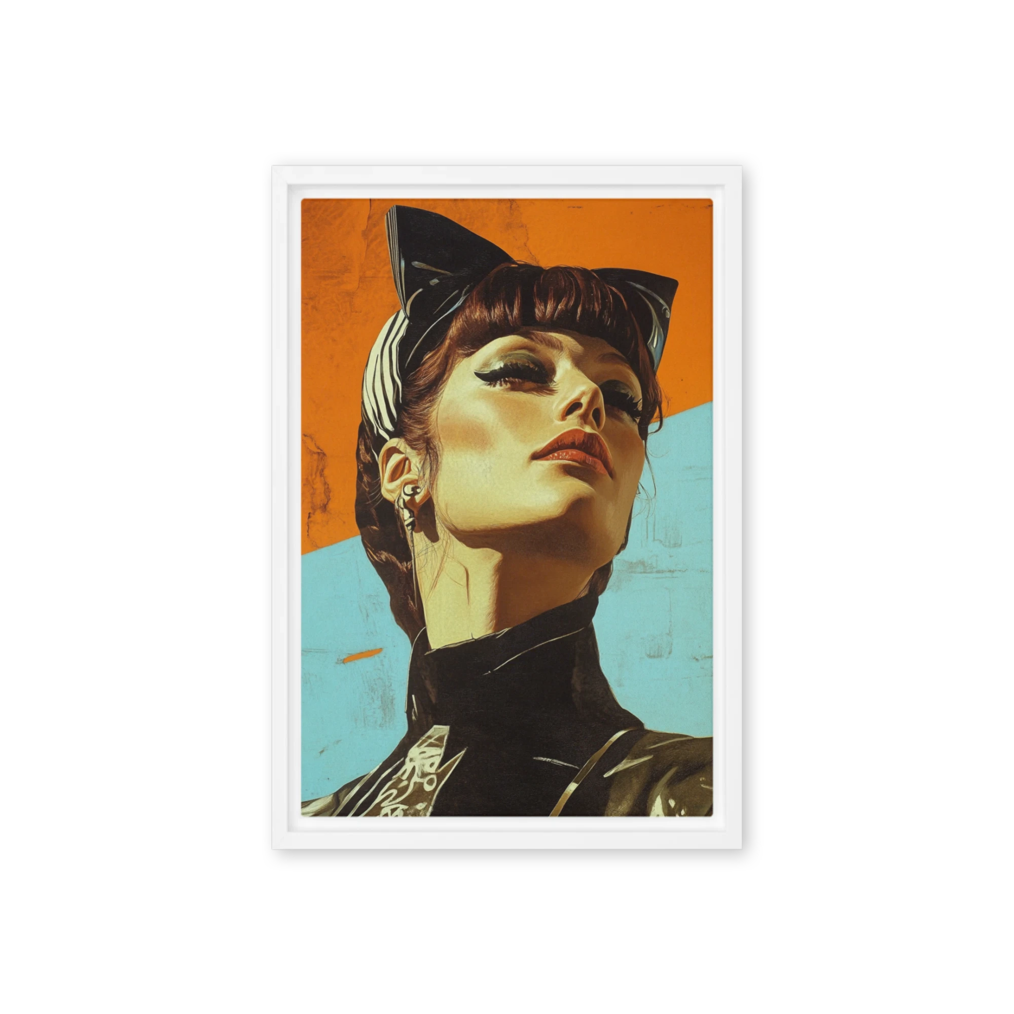 Confident Woman Portrait in Orange and Blue