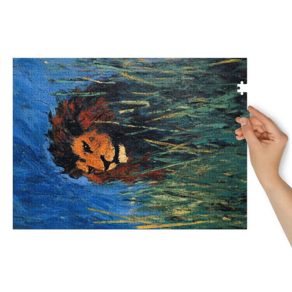 Expressionistic Lion in Grass | Jigsaw Puzzle (252/520 pieces)