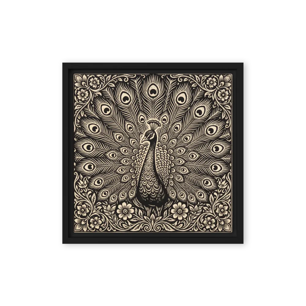 Black and White Peacock Linocut | Art Print