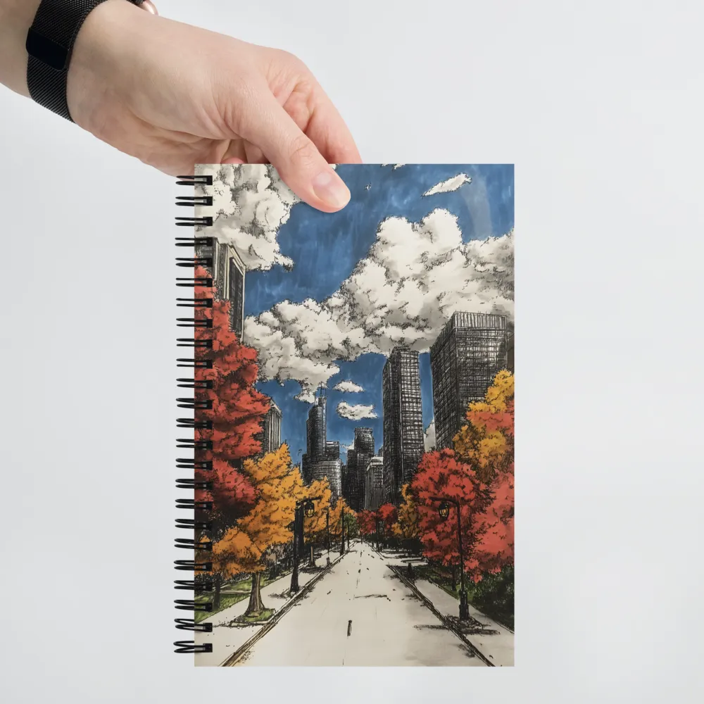 Autumn Cityscape Illustration 
 Spiral Notebook | 140 pages