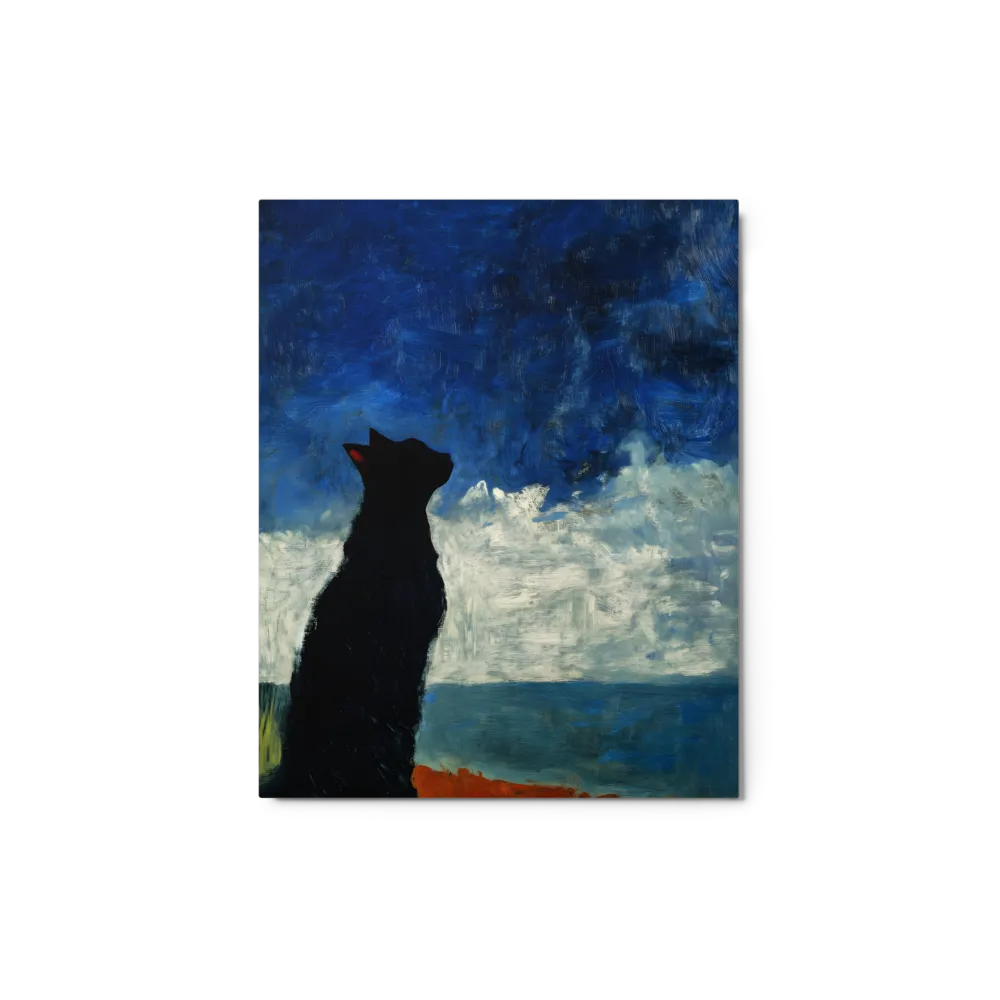 Black Cat Silhouette Against Blue Sky